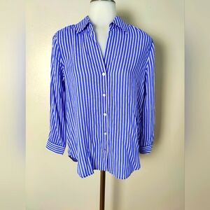 L'AGENCE Blue and White Striped Button Down Shirt